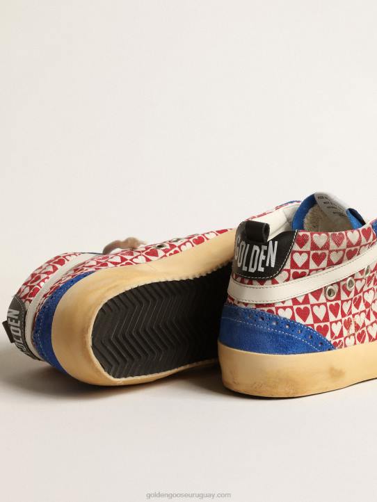 hombres mid star de lona con estampado de corazones y estrella plateadaGolden Goose 02H6688