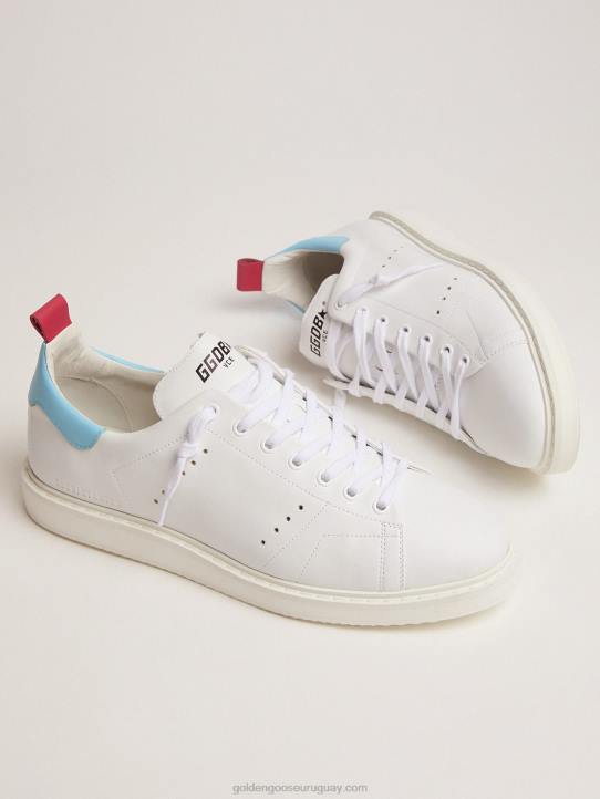 hombres zapatillas blancas starter ltd con lengüeta azul claro en el talónGolden Goose 02H6594