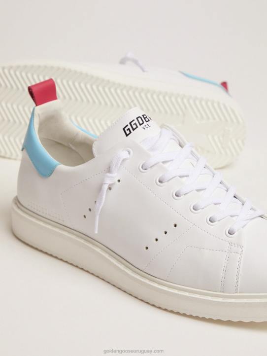 hombres zapatillas blancas starter ltd con lengüeta azul claro en el talónGolden Goose 02H6594