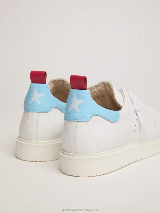 hombres zapatillas blancas starter ltd con lengüeta azul claro en el talónGolden Goose 02H6594