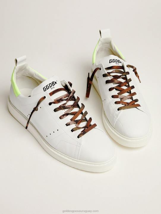 hombres zapatillas blancas starter ltd con refuerzo amarillo fluorescente en el talónGolden Goose 02H6599