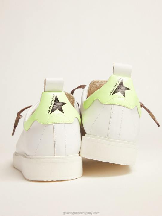 hombres zapatillas blancas starter ltd con refuerzo amarillo fluorescente en el talónGolden Goose 02H6599