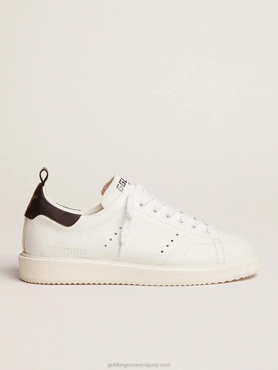 hombres zapatillas deportivas starter de piel blanca con refuerzo del talón de piel negraGolden Goose 02H6687