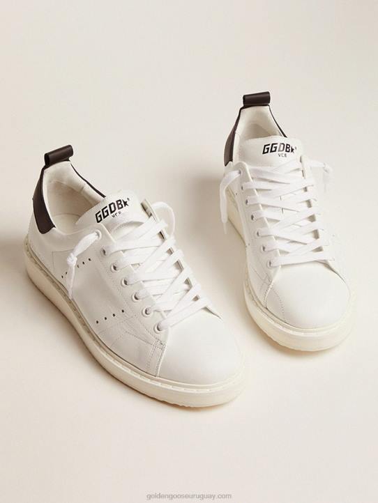 hombres zapatillas deportivas starter de piel blanca con refuerzo del talón de piel negraGolden Goose 02H6687