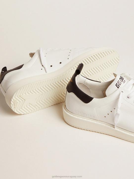hombres zapatillas deportivas starter de piel blanca con refuerzo del talón de piel negraGolden Goose 02H6687