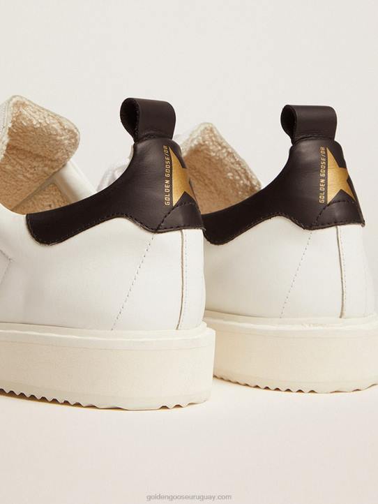 hombres zapatillas deportivas starter de piel blanca con refuerzo del talón de piel negraGolden Goose 02H6687