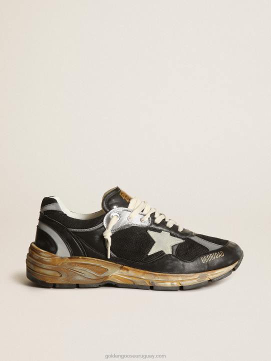 hombres Zapatillas deportivas dad-star de malla negra y napa con estrella de ante gris hieloGolden Goose 02H6559
