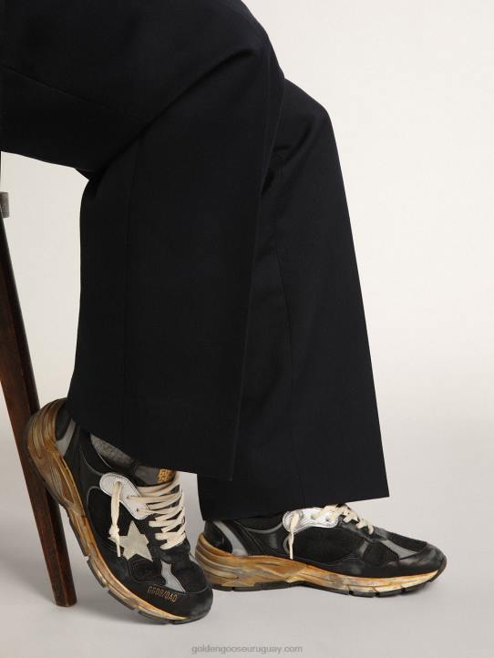 hombres Zapatillas deportivas dad-star de malla negra y napa con estrella de ante gris hieloGolden Goose 02H6559