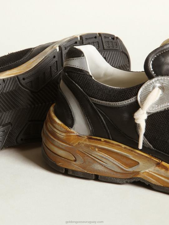 hombres Zapatillas deportivas dad-star de malla negra y napa con estrella de ante gris hieloGolden Goose 02H6559