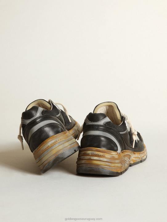 hombres Zapatillas deportivas dad-star de malla negra y napa con estrella de ante gris hieloGolden Goose 02H6559