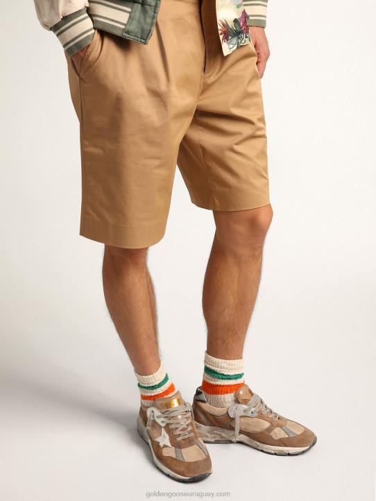hombres Zapatillas deportivas dad-star de malla y ante color tabaco con estrella de piel blanca y refuerzo del talón de piel negraGolden Goose 02H6526