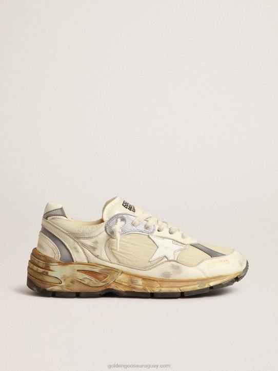hombres dad-star de napa beige y nailon con estrella de piel blancaGolden Goose 02H6663