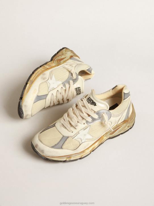 hombres dad-star de napa beige y nailon con estrella de piel blancaGolden Goose 02H6663