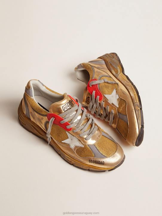 hombres zapatillas dad-star doradas con acabado envejecidoGolden Goose 02H6590