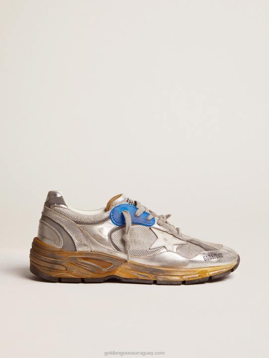 hombres zapatillas dad-star plateadas con acabado envejecidoGolden Goose 02H6587