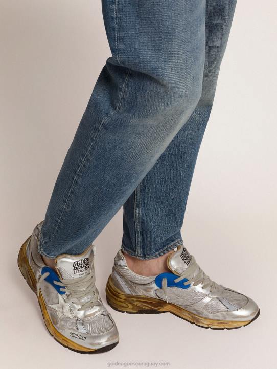 hombres zapatillas dad-star plateadas con acabado envejecidoGolden Goose 02H6587
