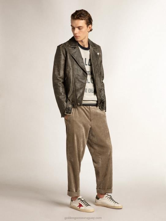 hombres superestrella con estrella de ante rojo y refuerzo del talón de piel verdeGolden Goose 02H6648