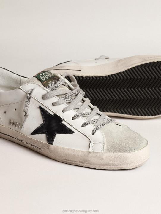 hombres superestrella con estrella de piel metalizada azul y tirador negro en el talónGolden Goose 02H6665