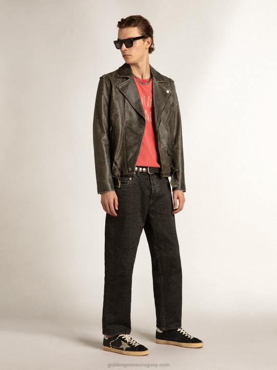 hombres superestrella de piel y ante negro con tachuelas plateadasGolden Goose 02H6628