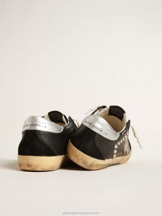 hombres superestrella de piel y ante negro con tachuelas plateadasGolden Goose 02H6628