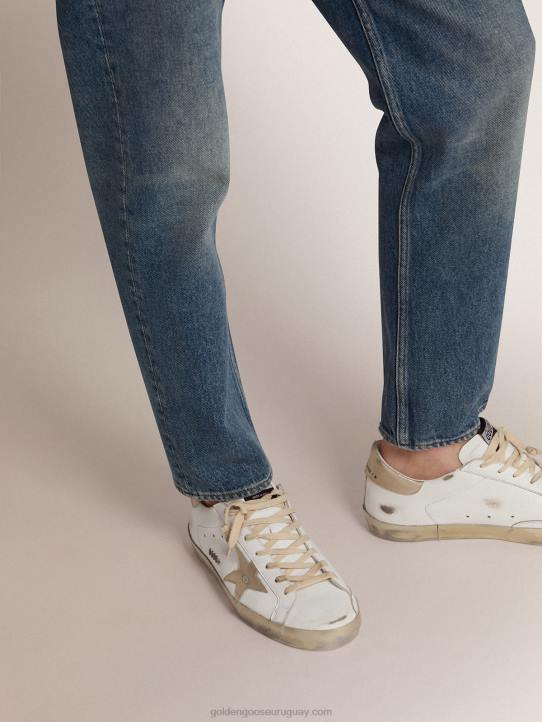 hombres zapatillas deportivas Super-Star con foxing dorado brillante y letras con tachuelas de metalGolden Goose 02H6623