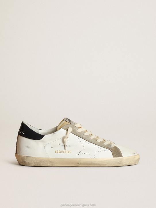 hombres zapatillas deportivas super-star con estrella perforada y refuerzo del talón de piel azul noche brillanteGolden Goose 02H6651