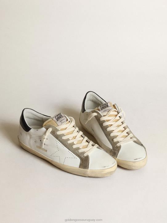 hombres zapatillas deportivas super-star con estrella perforada y refuerzo del talón de piel azul noche brillanteGolden Goose 02H6651