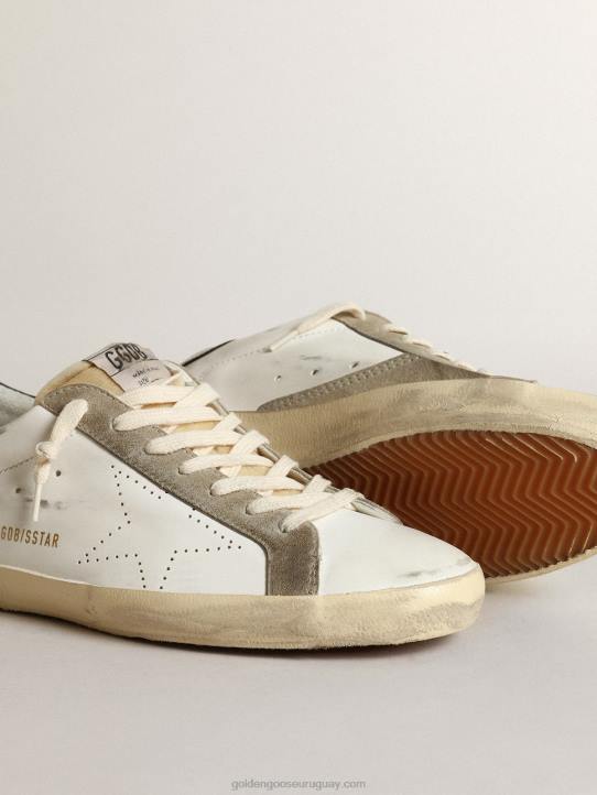 hombres zapatillas deportivas super-star con estrella perforada y refuerzo del talón de piel azul noche brillanteGolden Goose 02H6651