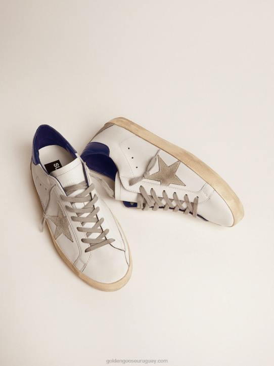 hombres zapatillas super-star con estrella de ante y refuerzo azul en el talónGolden Goose 02H6502