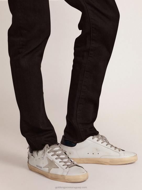 hombres zapatillas super-star con estrella de ante y refuerzo azul en el talónGolden Goose 02H6502