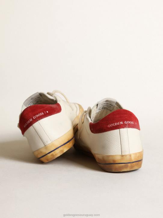 hombres zapatillas super-star con estrella de piel plateada metalizada y refuerzo del talón de ante rojoGolden Goose 02H6531
