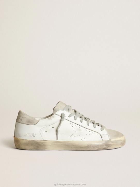 hombres zapatillas super-star con estrella perforada y refuerzo del talón de nobuk gris hieloGolden Goose 02H6512