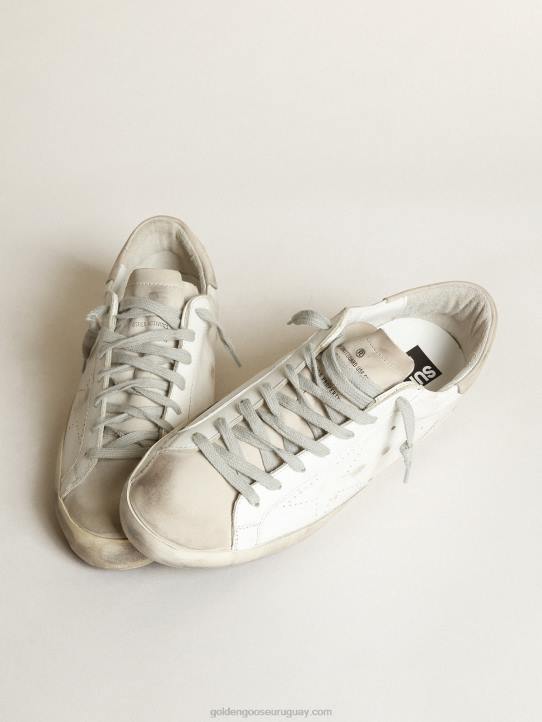 hombres zapatillas super-star con estrella perforada y refuerzo del talón de nobuk gris hieloGolden Goose 02H6512