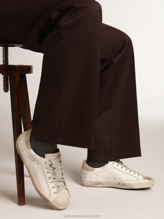hombres zapatillas super-star con estrella perforada y refuerzo del talón de nobuk gris hieloGolden Goose 02H6512