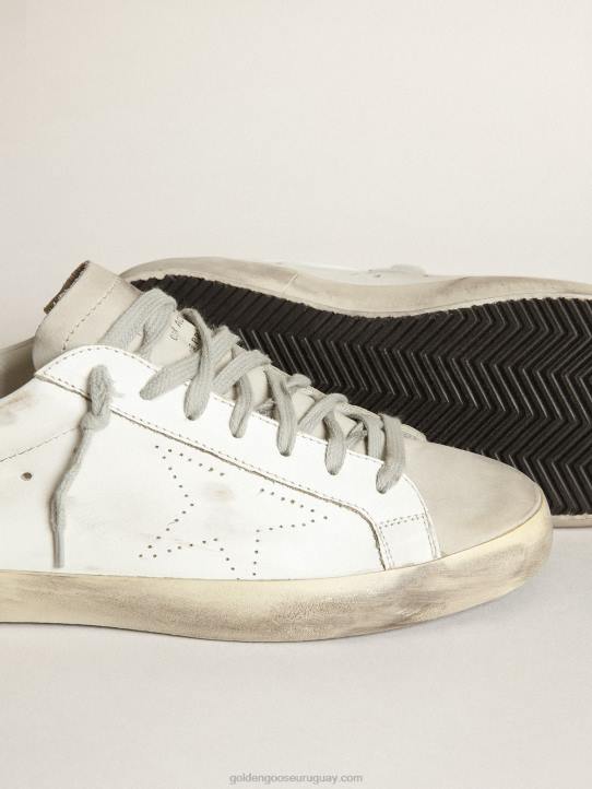 hombres zapatillas super-star con estrella perforada y refuerzo del talón de nobuk gris hieloGolden Goose 02H6512