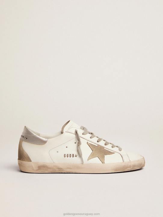 hombres zapatillas super-star con tira plateada en el talón y letras con tachuelas metálicasGolden Goose 02H6575