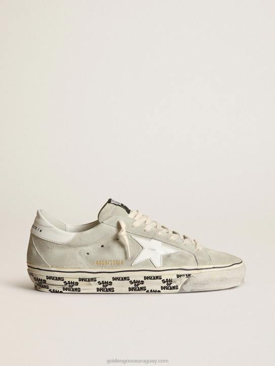 hombres zapatillas super-star de ante gris hielo con estrella de piel blanca y refuerzo en el talónGolden Goose 02H6533