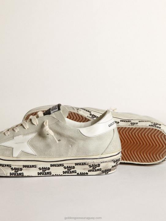 hombres zapatillas super-star de ante gris hielo con estrella de piel blanca y refuerzo en el talónGolden Goose 02H6533