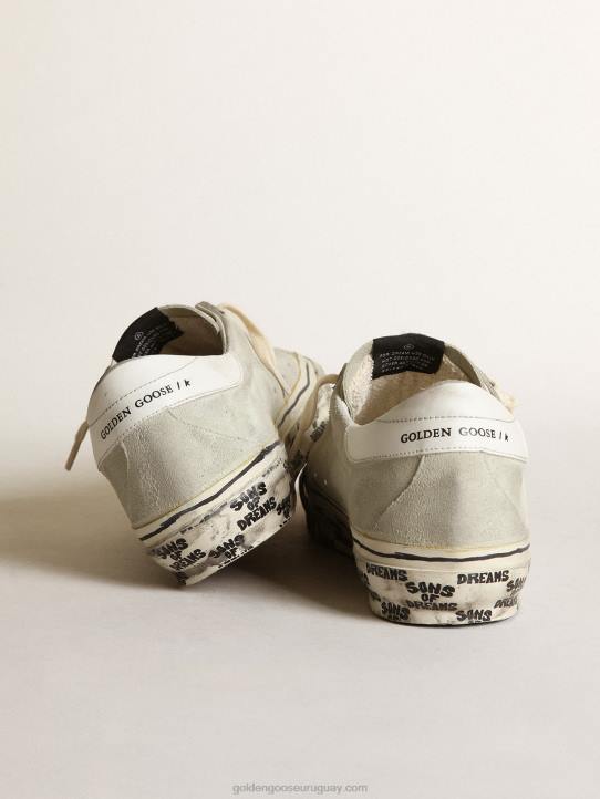 hombres zapatillas super-star de ante gris hielo con estrella de piel blanca y refuerzo en el talónGolden Goose 02H6533