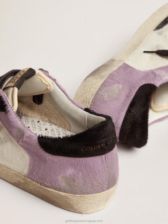hombres zapatillas super-star de piel de potro blanca y lila con inserciones de piel de potro negraGolden Goose 02H6556
