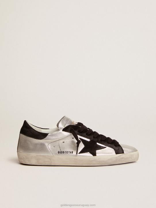 hombres zapatillas super-star de piel plateada con inserciones en contrasteGolden Goose 02H6624