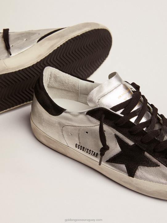 hombres zapatillas super-star de piel plateada con inserciones en contrasteGolden Goose 02H6624