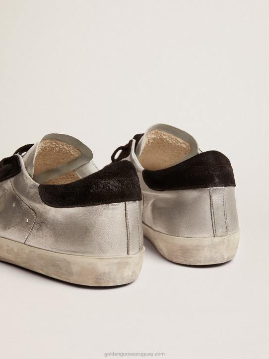 hombres zapatillas super-star de piel plateada con inserciones en contrasteGolden Goose 02H6624