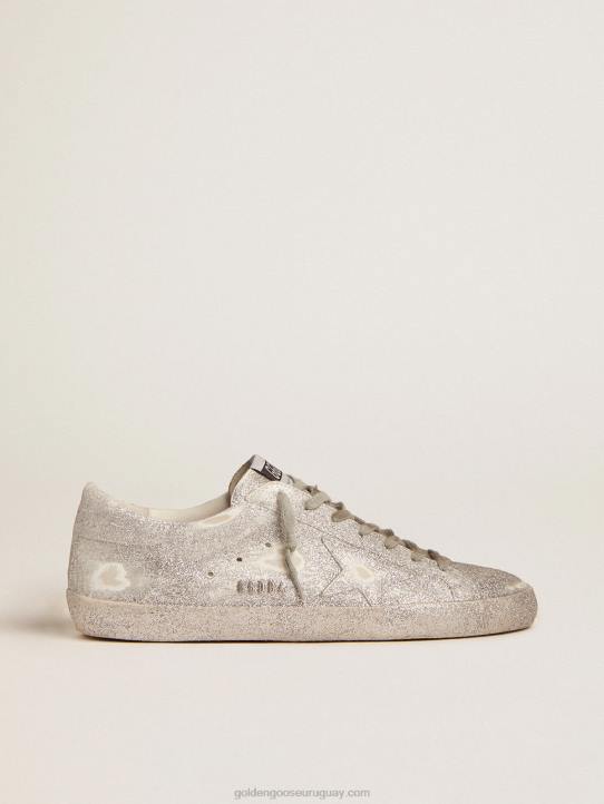 hombres zapatillas super-star de piel plateada con polvo de purpurina por toda la superficieGolden Goose 02H6571