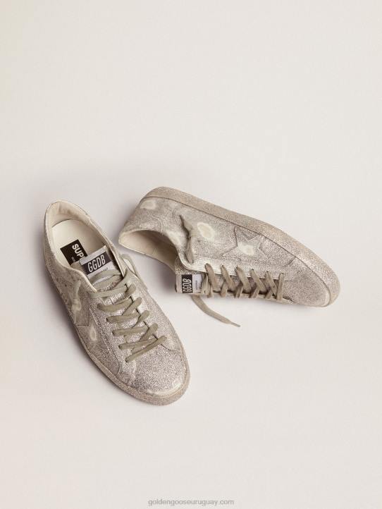 hombres zapatillas super-star de piel plateada con polvo de purpurina por toda la superficieGolden Goose 02H6571