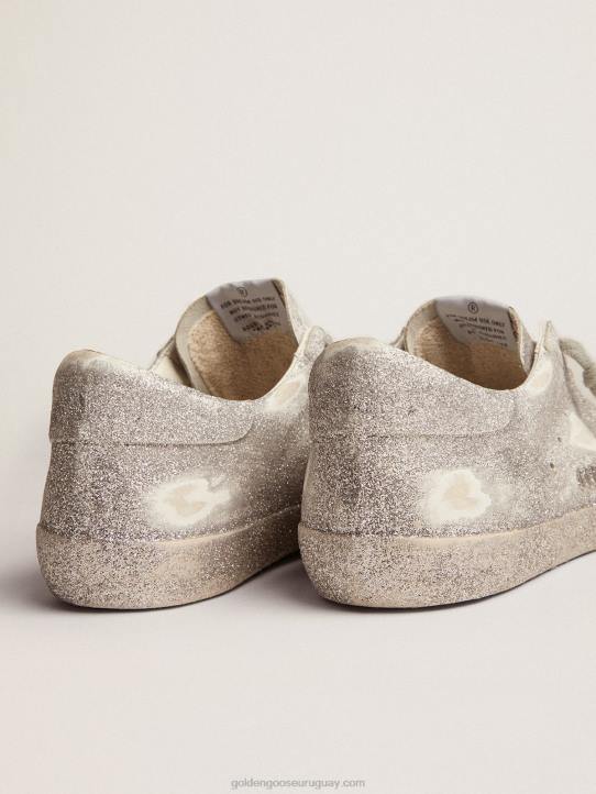 hombres zapatillas super-star de piel plateada con polvo de purpurina por toda la superficieGolden Goose 02H6571