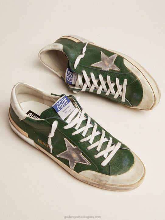 hombres zapatillas super-star de piel verde y multi-foxingGolden Goose 02H6580