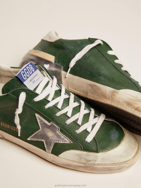 hombres zapatillas super-star de piel verde y multi-foxingGolden Goose 02H6580