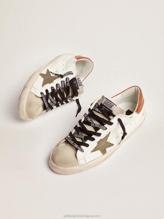 hombres zapatillas super-star ltd con estrella de lona verde oliva y refuerzo de cuero color canela en el talónGolden Goose 02H6507