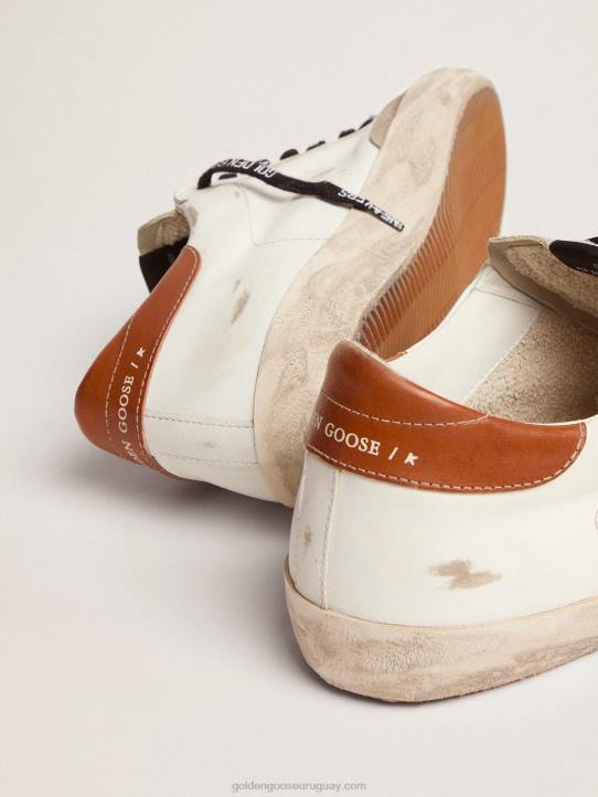 hombres zapatillas super-star ltd con estrella de lona verde oliva y refuerzo de cuero color canela en el talónGolden Goose 02H6507
